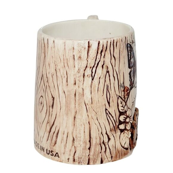 Vtg Treasure Craft Bush Gardens Coffee Tea Cup Mug Butterfly Made in USA Ceramic - Picture 2 of 7